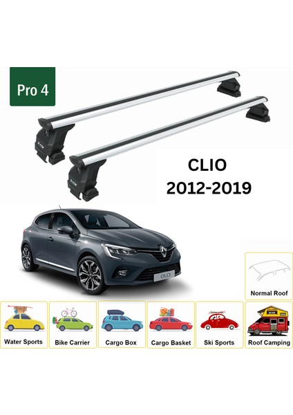 Renault Clio 2012-2019 Oluksuz Üst Tavan Portbagaj Taşıyıcı Ara Atkısı Toros Serisi Pro 4 Gri fiyatları