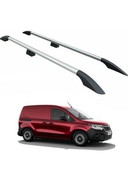 Renault Kangoo Kısa Şase 2021-2025 Araç Üstü Alüminyum Tavan Yan Rayları Plus Serisi - Gri