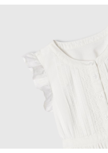 Kız Bebek Kırık Beyaz Fisto Işlemeli Fırfırlı Elbise fiyatları