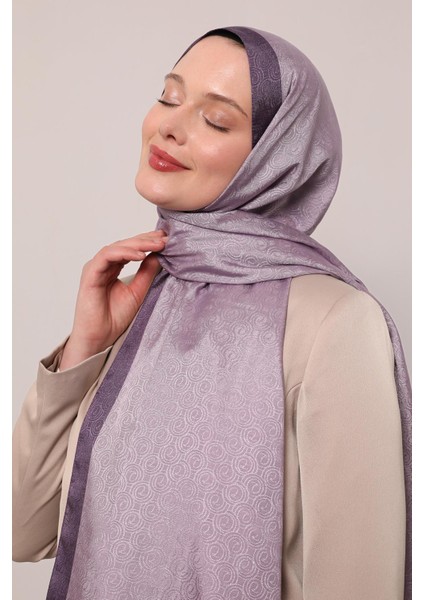 Lila Halka Desen Monogram Şal
