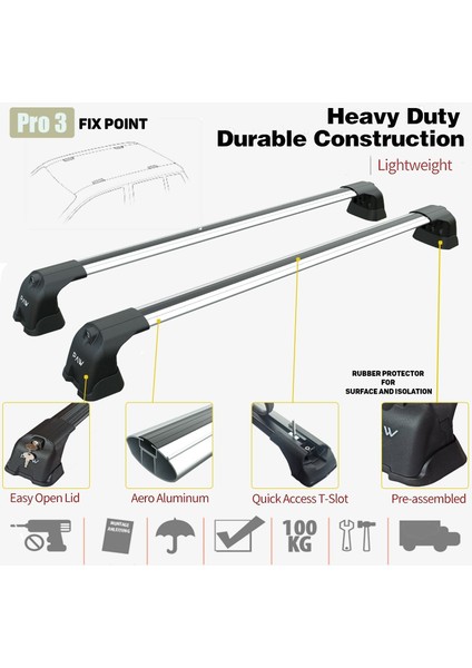 Opel&vauxhall Vivaro (Mk3) Van Swb 2019-2025 2 Pcs Roof Rack + 2 Pcs Cross Bars Aluminum Gri fiyatları