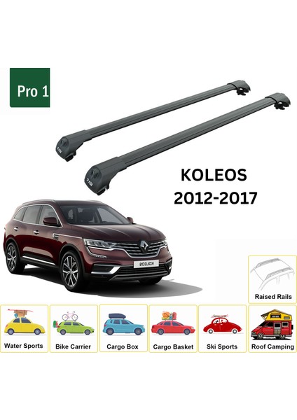 Renault Koleos 2012-2017 Oluksuz Üst Tavan Portbagaj Taşıyıcı Ara Atkısı Toros Serisi Pro 4 Siyah fiyatları