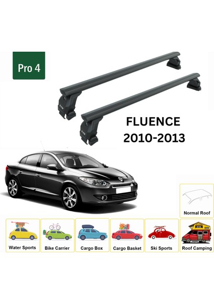 Renault Fluence 2010-2013 Oluksuz Üst Tavan Portbagaj Taşıyıcı Ara Atkısı Toros Serisi Pro 4 Siyah fiyatları