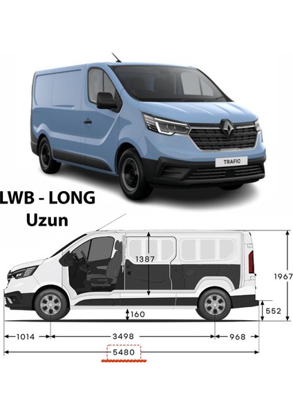Renault Trafic X82 Uzun Şase (2014-2025) Araç Üstü Alüminyum Tavan Yan Rayları Plus Serisi - Gri fiyatları