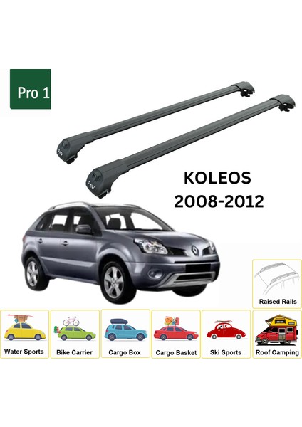 Renault Koleos 2008-2012 Oluksuz Üst Tavan Portbagaj Taşıyıcı Ara Atkısı Toros Serisi Pro 4 Siyah fiyatları