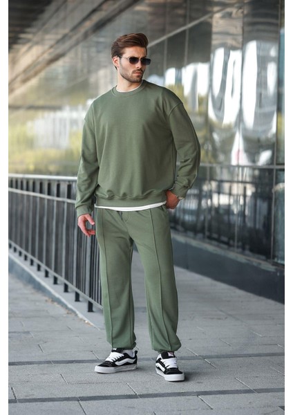 Haki Bisiklet Yaka Basic Erkek Eşofman Takımı E7323 modelleri