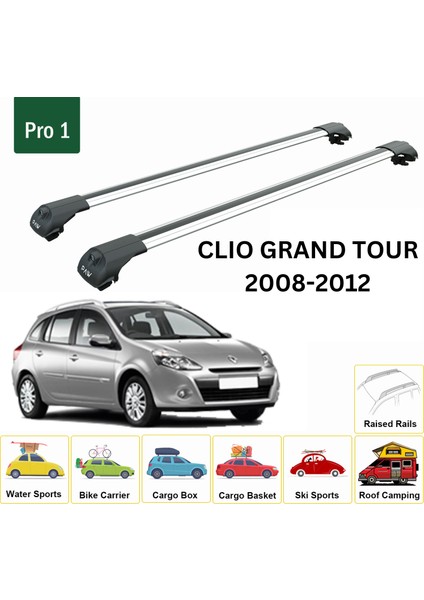 Renault Clio Grand Tour 2008-2012 Oluksuz Üst Tavan Portbagaj Taşıyıcı Ara Atkısı Toros Serisi Pro 4 Gri fiyatları