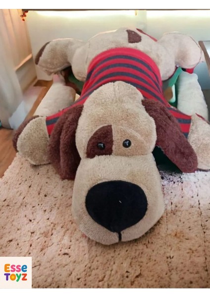 75 cm Tişörtlü Uykucu Köpek Peluş Oyuncak – Yumuşak Uyku Arkadaşı ve Yastık