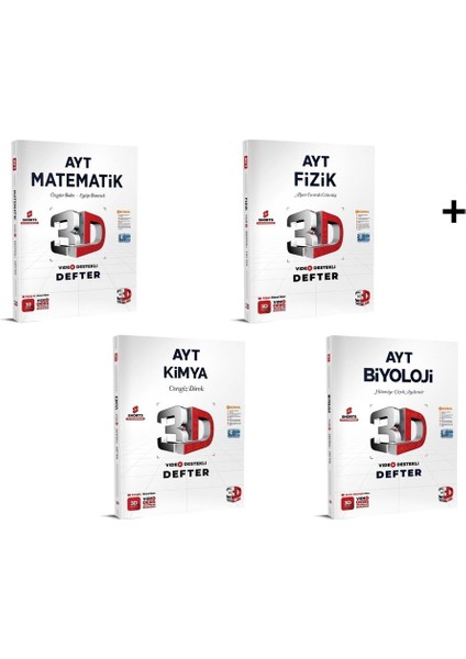 Ayt Sayısal Video Destekli Defter Seti Matematik Fizik Kimya Biyoloji 4 Kitap