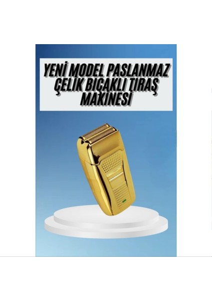 Sakal Kesme Tıraş Makinesi Paslanmaz Çelik Gold Şarjlı