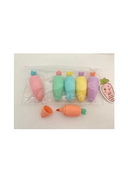 Havuç Tasarımlı Fosforlu Kalem Seti