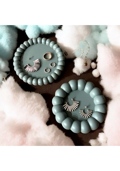 Yeşil takı tabağı, dekoratif el yapımı taş tozu, yuvarlak düzenleyici, makyaj veya giriş dekoru, özel hediye seçeneği