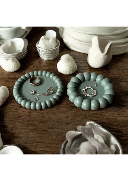 Yeşil takı tabağı, dekoratif el yapımı taş tozu, yuvarlak düzenleyici, makyaj veya giriş dekoru, özel hediye seçeneği modelleri