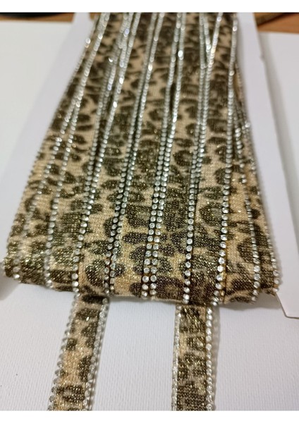 Leopar Desen Taşlı Yapıştırma Şerit