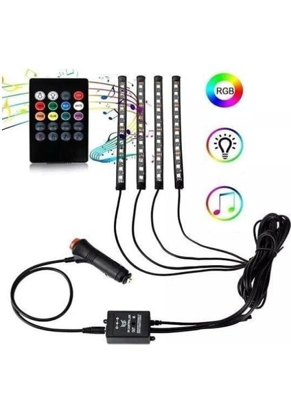Araç Içi Ayak Altı Sese Duyarlı Şerit LED 4'lü Set