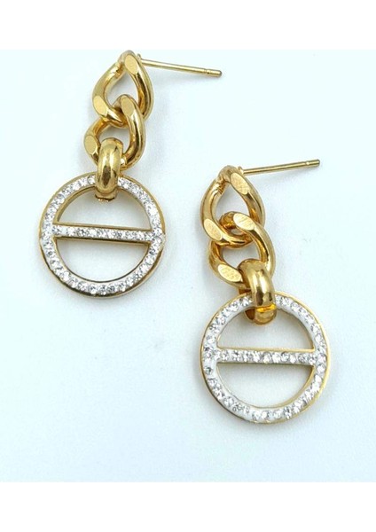 Gold Renk Sallantılı Çelik Küpe