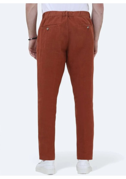 Kiremit Dokuma Jogging Fit Casual %100 Keten Pantolon fırsatları