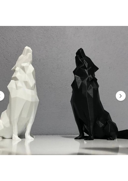 CERESSHOP Uluyan Kurt Biblo ve Dekor 2 Adet 16 cm (Yüksek Baskı Kalitesi) Siyah Ve Beyaz fiyatları