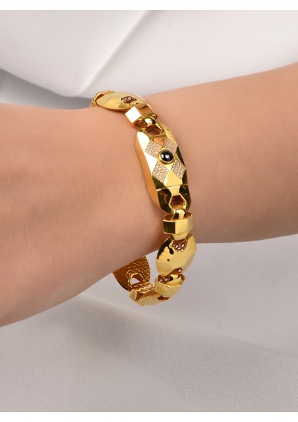 21.50 gr (GRAM) Oval desenli gurmet bileklik 22 ayar altın