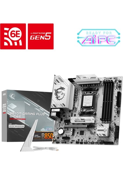Msı MB B850M Gamıng Plus WIFI6E Am5 Ddr5 8200MHZ(OC) HDMI Dp 2x M.2 USB 10GBS 2.5g Lan Wı-Fı 6e Matx