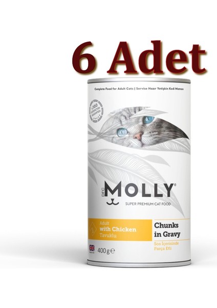Sos Içinde Parça Tavuklu Yetişkin Kedi Konservesi 6*400GR(6 Adet)