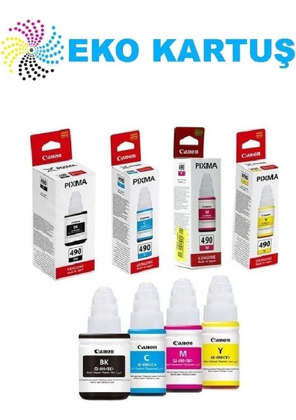 Canon Pixma G3400 GL-490 4 Renk Set Uyumlu Mürekkep