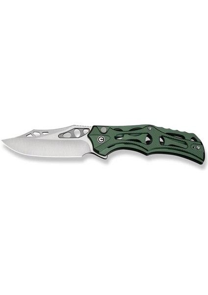 Biophase Flipper & Button Lock Knife Green Aluminum Handle Çakı