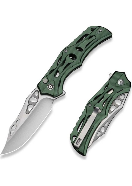 Biophase Flipper & Button Lock Knife Green Aluminum Handle Çakı fiyatları