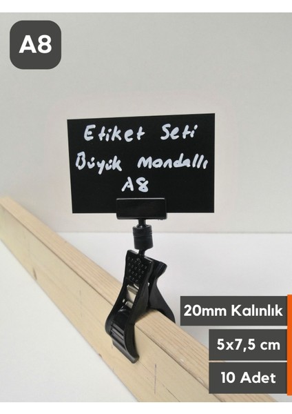 Mandallı Etiket Seti Dekoratif Kullanışlı Etiket Yaz Sil Model 20MM Kalınlıklar