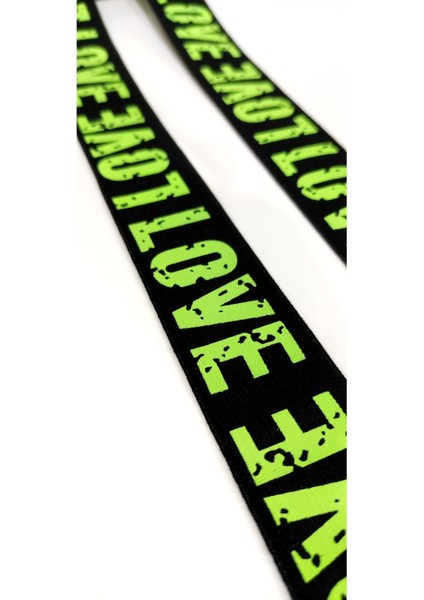 Siyah Neon Yeşil Love Yazılı Lastik Şerit fiyatları