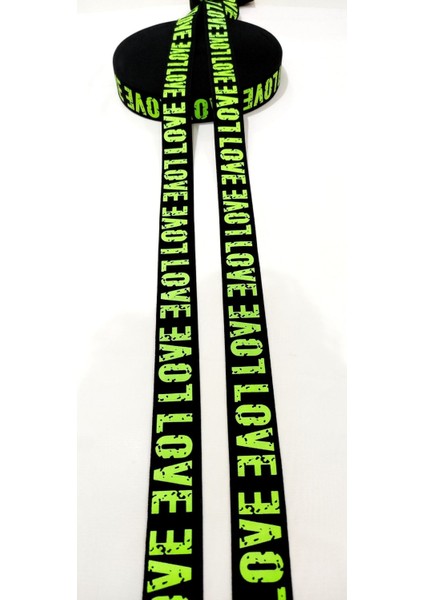 Siyah Neon Yeşil Love Yazılı Lastik Şerit fırsatları