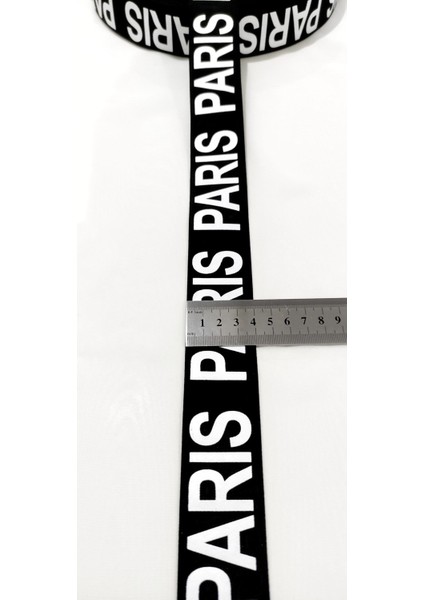 Siyah Beyaz Parıs Yazılı Lastik Şerit modelleri