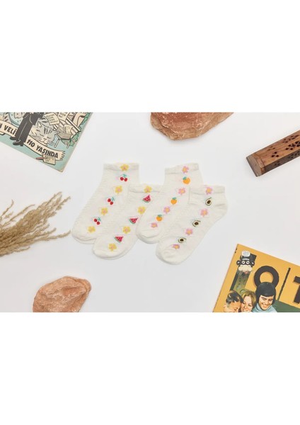 4’lü Kabartma Desenli Patik Kadın Çorap modelleri