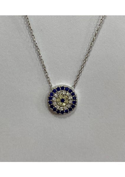 Nazar Boncuklu Mavi Taşlı Gümüş Şans Kolyesi modelleri