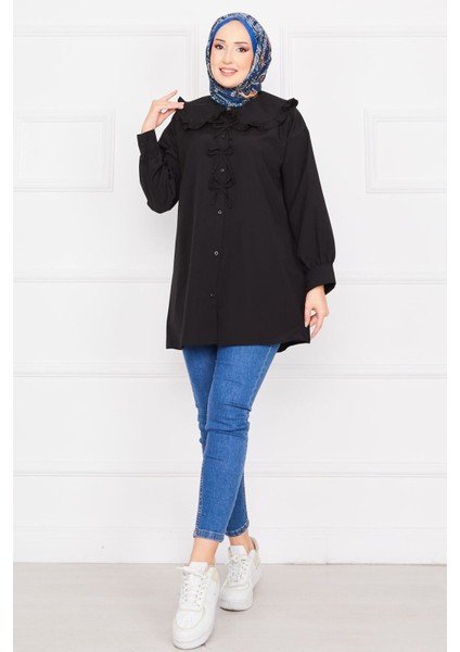 Bebe Yaka Fiyonk Detaylı Tunik Gömlek