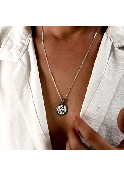 Gümüş Hasbiyallah Kolye Hasbiyallah (Allah Bana Yeter) Yazılı Mat Erkek Gümüş Kolye indirimleri