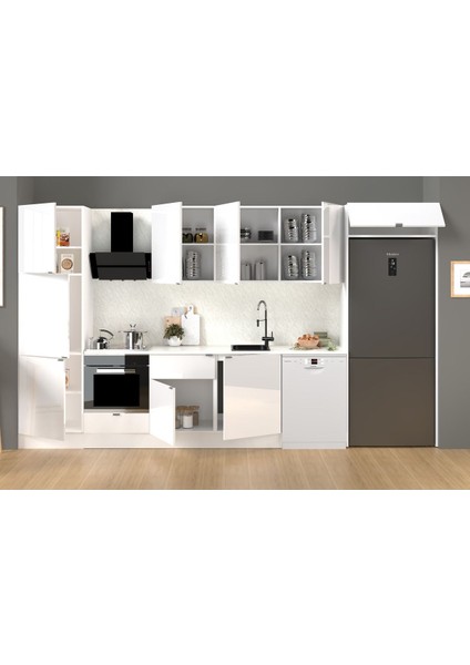 380 cm %100 Mdf Tezgahlı Efil Ankastre Mutfak Dolabı fiyatları