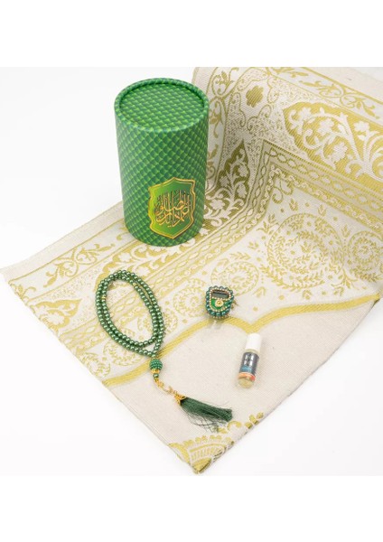 Seccade + Tesbih + Esans + Zikirmatik Hediye Seti (3d Desen, Yeşil) fiyatları