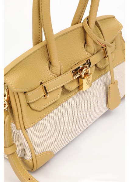 Sarı Oval Kilit Detay El Çantası modelleri