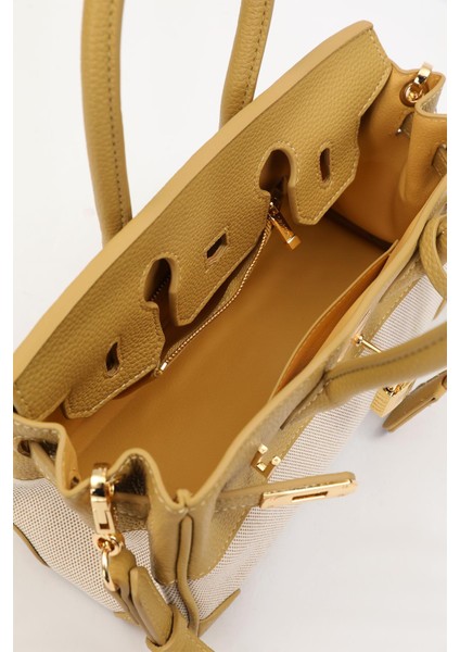 Sarı Oval Kilit Detay El Çantası fırsatları