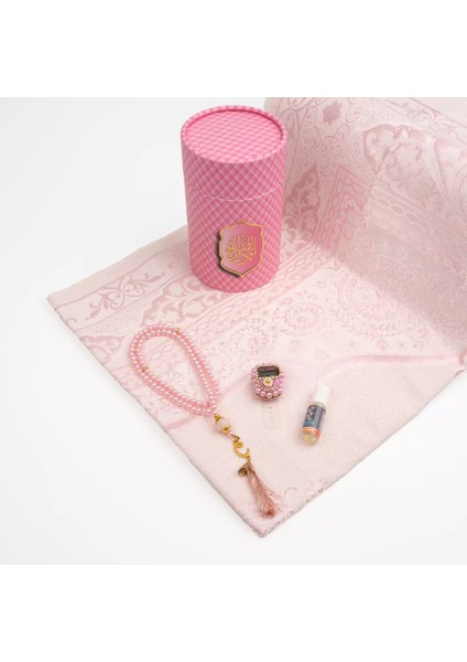 Seccade + Tesbih + Esans + Zikirmatik Hediye Seti (3d Desen, Pembe) fiyatları