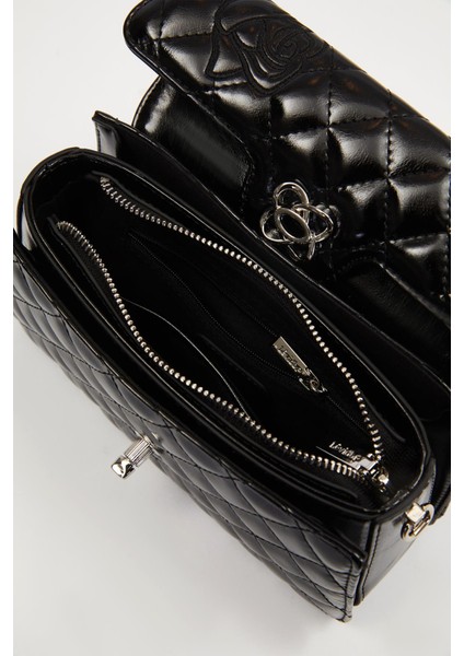 Siyah Gül Baskılı El Çantası fırsatları