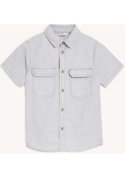 Saf Pamuklu Kısa Kollu Gömlek fırsatları