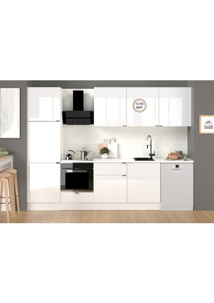 300 cm %100 Mdf Tezgahlı Efil Ankastre Mutfak Dolabı