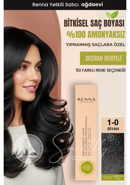 Amonyaksız Bitkisel Yıpranmış Saçlar İçin Saç Boyası 1-0 Siyah 60 ml