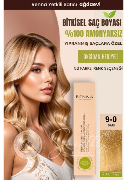 Amonyaksız Bitkisel Yıpranmış Saçlar İçin Saç Boyası 9-0 Sarı 60 ml