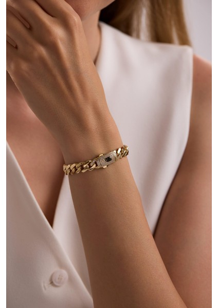 14 Ayar 10 mm Gurmet Zincir Bileklik (Taşlı Kilit) fiyatları