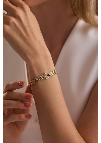 14 Ayar 7 mm Taşlı Gurmet Zincir Bileklik (Taşlı Kilit) fiyatları