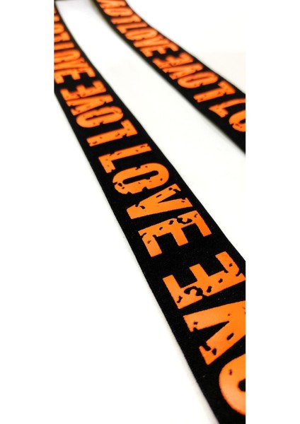 Siyah Turuncu Love Yazılı Lastik Şerit modelleri