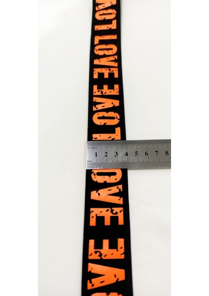 Siyah Turuncu Love Yazılı Lastik Şerit fırsatları